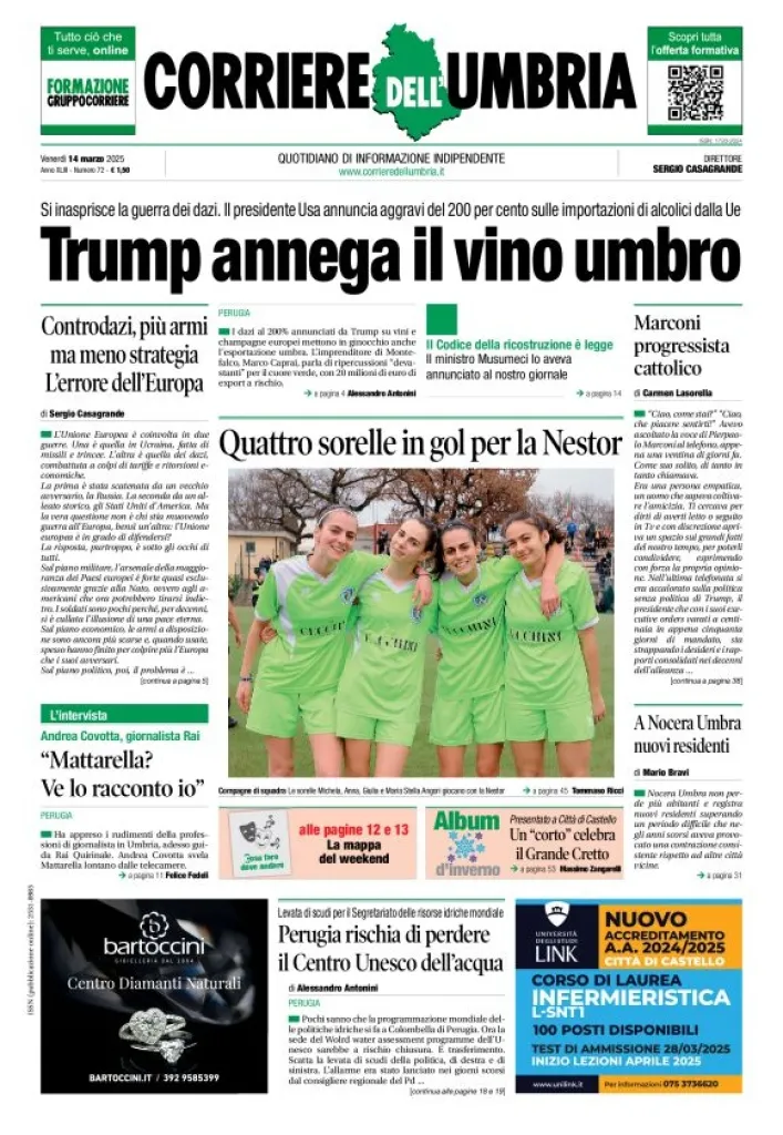 Prima-pagina-corriere umbria-del-2025-03-14